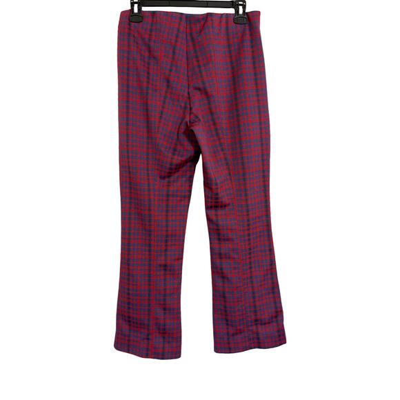 Maeve by Anthropologie Red Blue Plaid Pull On Flare Pants Women’s Size S Trouser - Picture 3 of 6